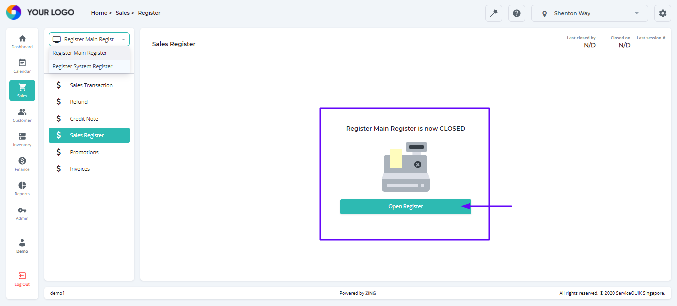 How to open a register? ZING Help Center